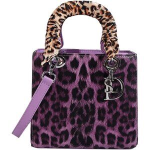 Leopard Print Women's PU Leather Crossbody Bag Waterproof Stylish Tote for Casua